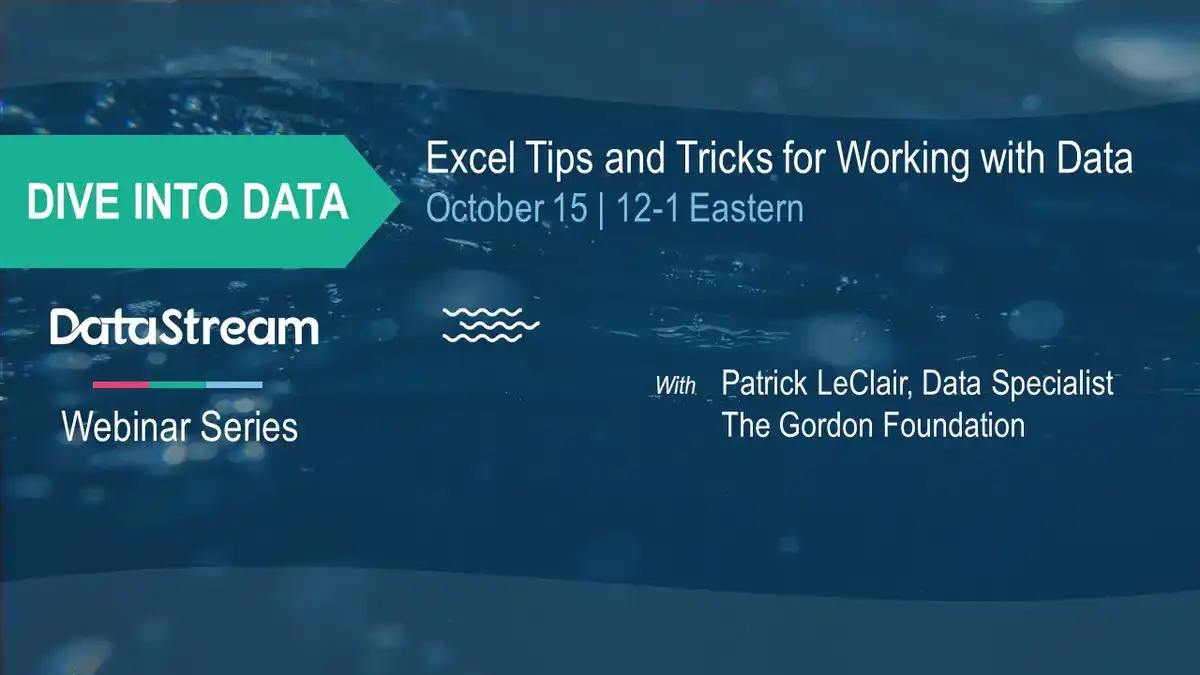 Excel Tips and Tricks for Working with Data with Patrick LeClair, Data Specialist, The Gordon Foundation  Thursday, October 15, 2020 | 12pm - 1pm (EDT)